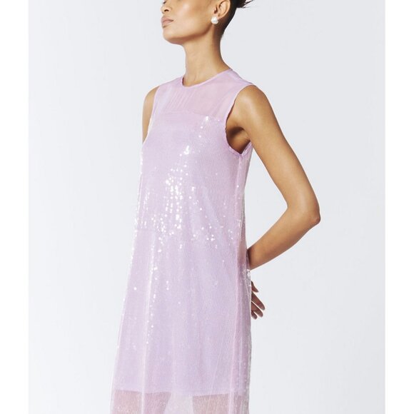 Sequined Sheer Gown In Wisteria Purple - Picture 5 of 6